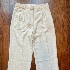 Aritzia Wilfred Women's 14 (Inseam 29) Cream Crepette Wide-Leg Pleated Pants